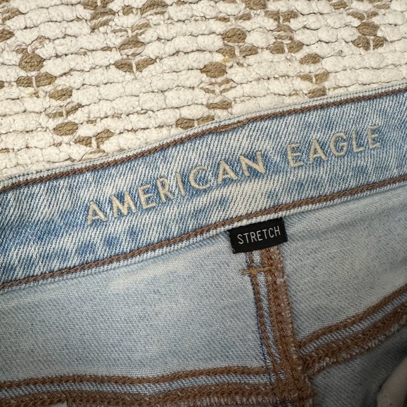American Eagle Mom jean Stretch Light Blue Denim Jeans Woman's - Size 00 - Picture 4 of 10